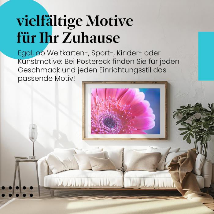 Leinwandbild "Pinke Gerbera": Makroaufnahme - leuchtende Farben & filigrane Strukturen.