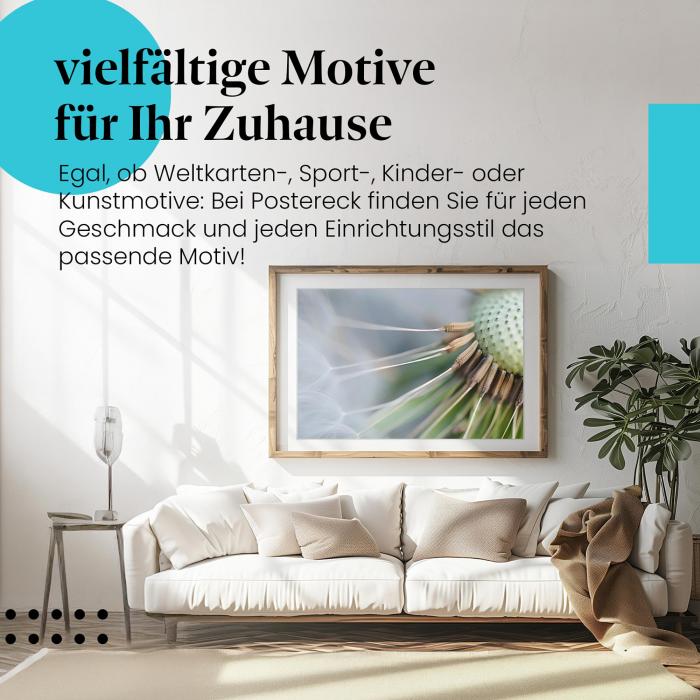 Stylisches Leinwandbild: Makroaufnahme einer Pusteblume.