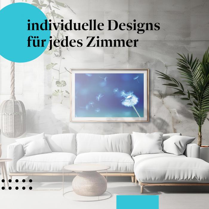 Schlafzimmer Deko: Modernes Zimmer mit "Pusteblume" Poster. Wanddeko für Leichtigkeit.