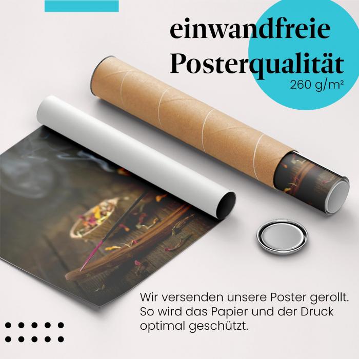 Gerolltes Poster "Räucherstäbchen". Wohlbefinden & Duft, sicher verpackt.