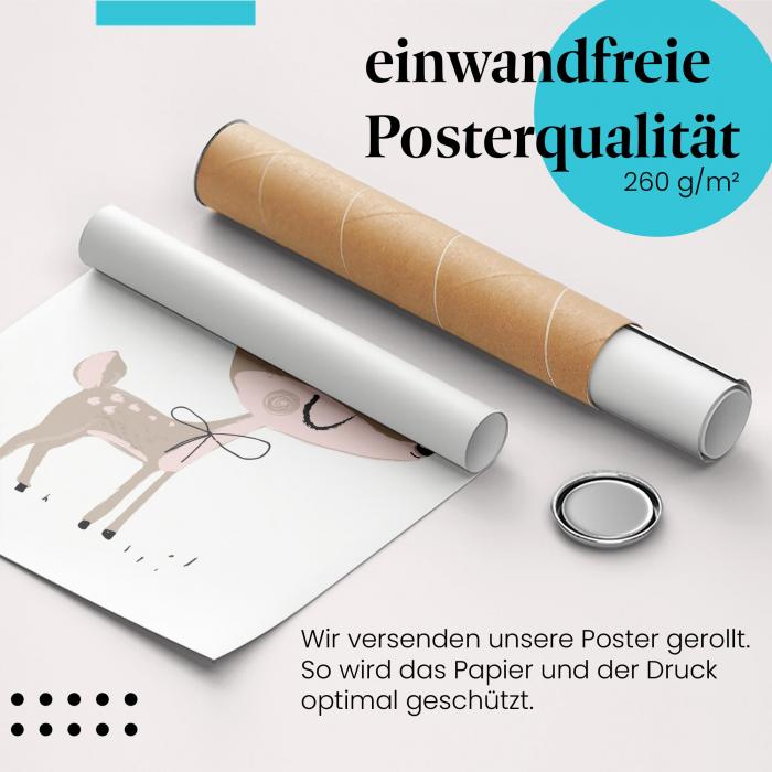 Gerolltes Poster "Reh". Tiermotiv & Dekoration, sicher verpackt.