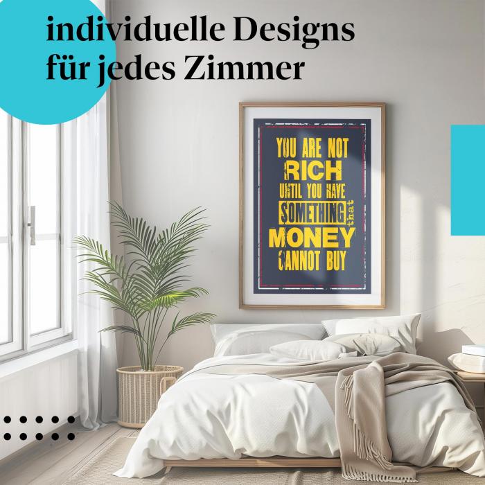 Schlafzimmer Deko: Reichtum mit "Zitat" Poster