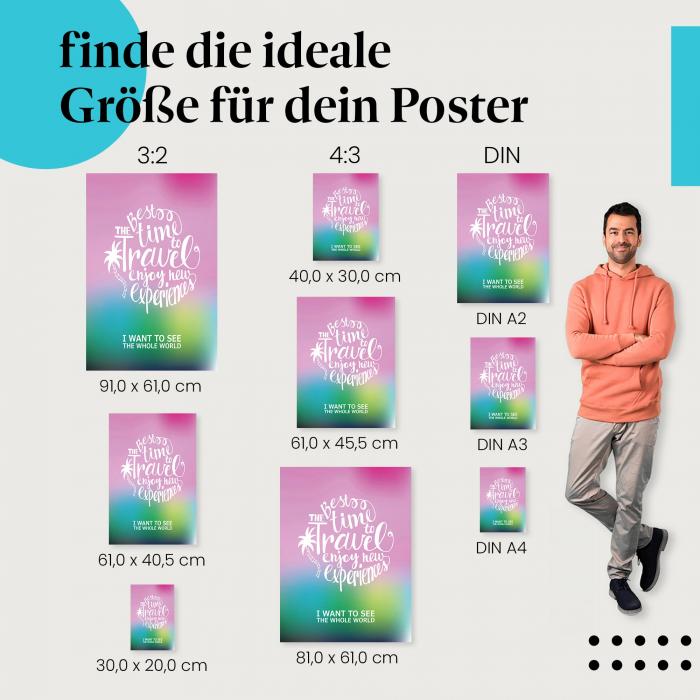 "Reisezeit: Neue Erfahrungen genießen": Poster - Abenteuer & Welt entdecken