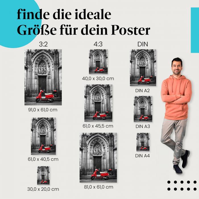 Roller, Poster: Rot, Kirche, Kontrast, Moderne & Historie.