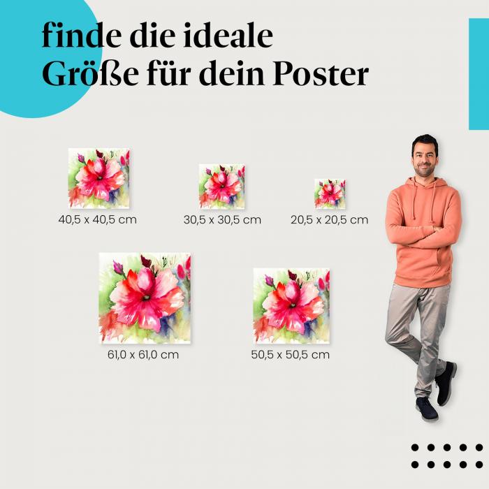 Entdecke Postergrößen: Blume: Rot, Aquarell, abstrakt.