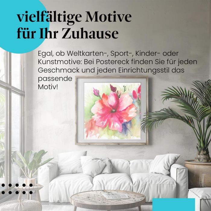 Leinwandbild "Rote Blume": Abstrakt, Aquarell - lebendig & ausdrucksstark.