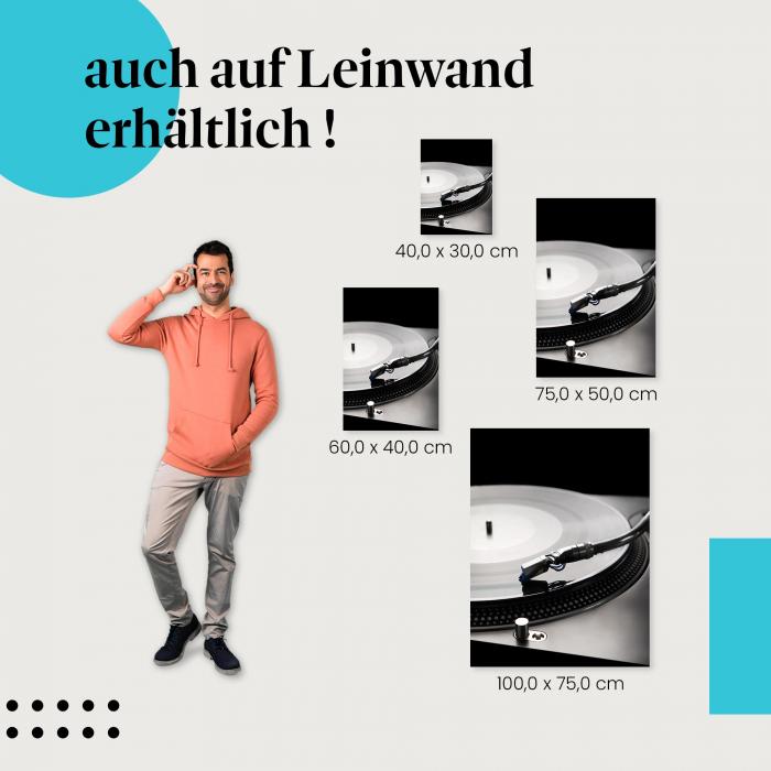 "Schallplattenspieler" Leinwandbild. Finde die ideale Größe für dein Zuhause & setze Akzente mit Kunst!