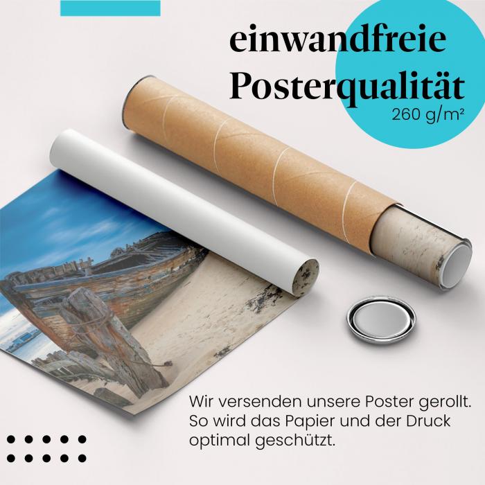 Gerolltes Poster "Schiffswrack". Vergänglichkeit, sicher verpackt.