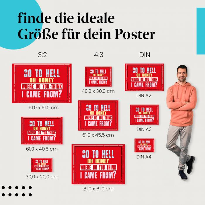 "Schlagfertig und frech: Wohin soll ich gehen?": Poster mit humorvollem Spruch