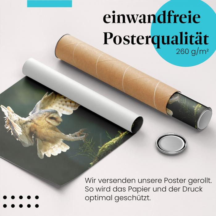 Gerolltes Poster "Schleiereule". Vogel & Natur, sicher verpackt.