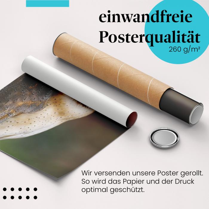 Gerolltes Poster "Schleiereule" - Vogelporträt, sicher verpackt.