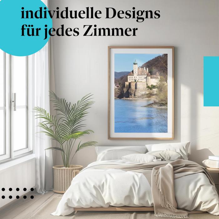 Schloss Poster: "Majestätisches Schloss" - Schloss, Fluss & Landschaft