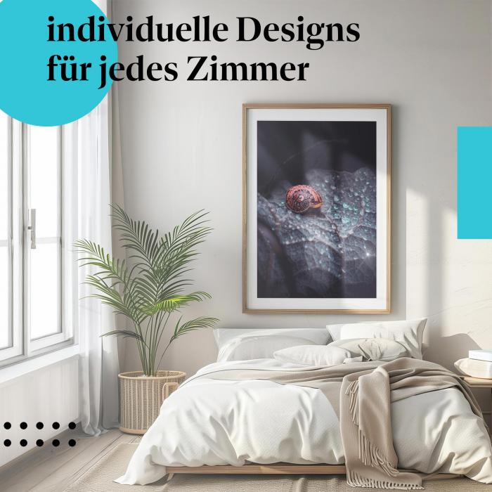 Schlafzimmer Deko: "Schneckenhaus" Poster: Makrofotografie - perfekt für Naturliebhaber.