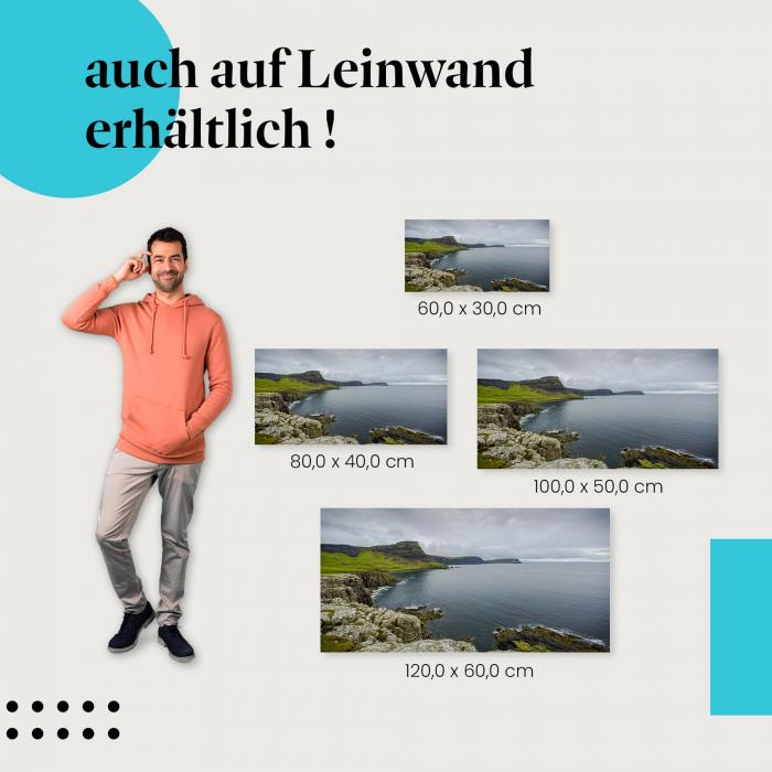 "Schottische Klippenlandschaft" Leinwandbild. Verschiedene Größen - setze Akzente mit Kunst!