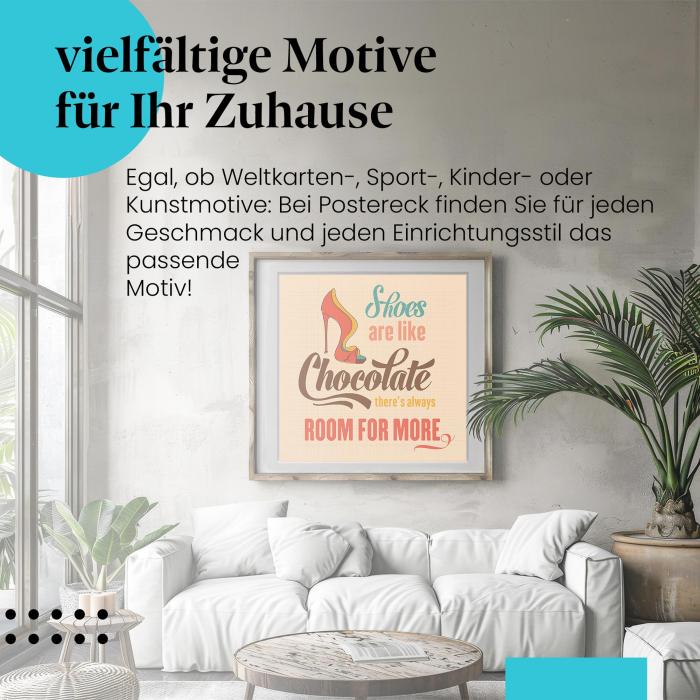 "Schuhe & Schokolade": Typo-Poster mit High Heels - für Fashionistas!