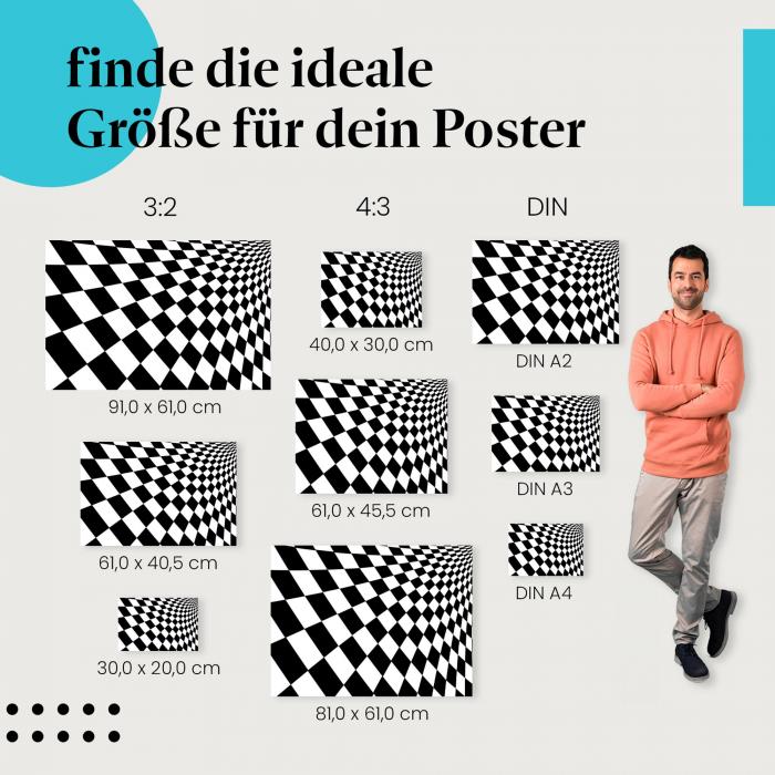 "Optische Täuschung" Poster: Schwarz-Weiß Muster in 3D-Optik!