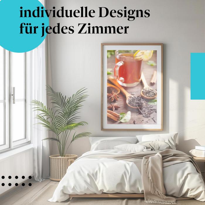 Schlafzimmer Deko: "Tee & Gewürze" Poster: Der Duft von Tee & Gewürzen für eine gemütliche Atmosphäre.