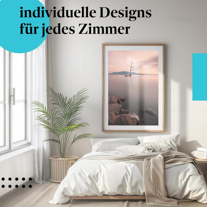 Schlafzimmer Deko: "See & Baum" Poster - Entspannung & Stille - perfekt fürs Schlafzimmer.