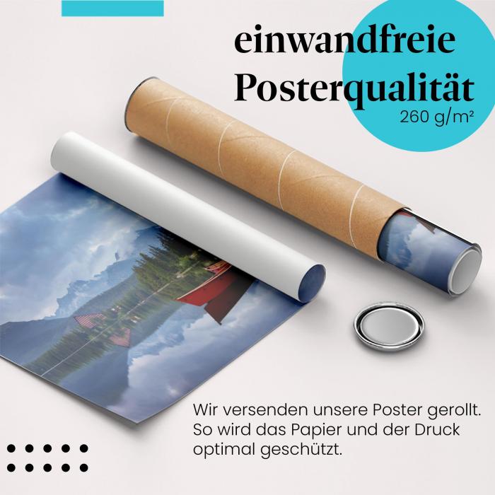 Gerolltes Poster "Bergsee". Landschaft & Entspannung, sicher verpackt.