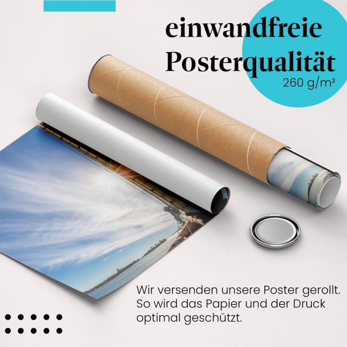 Gerolltes Poster "Segelboot". Seefahrt & Himmel, sicher verpackt.