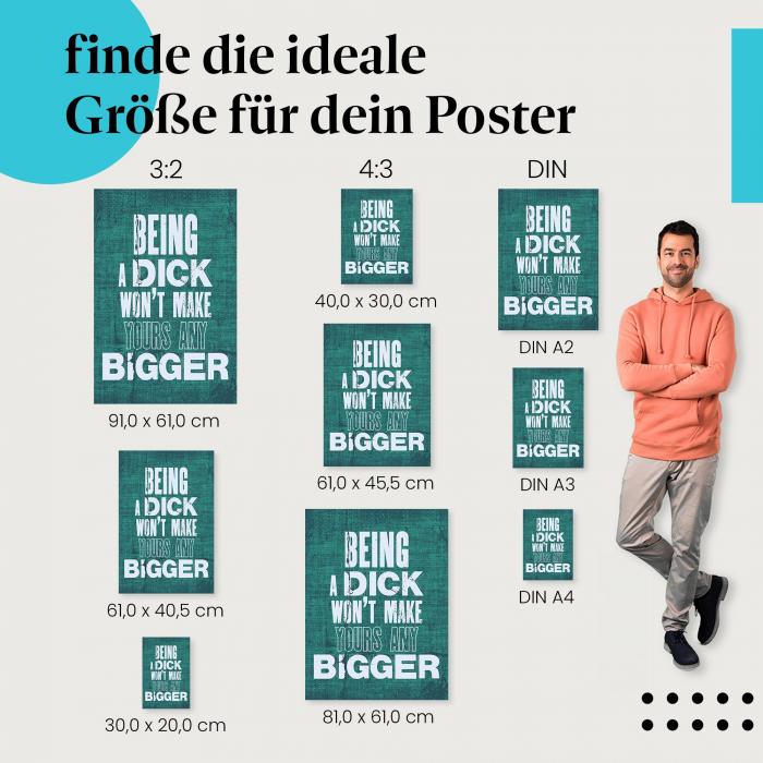 "Sei kein Idiot: Größe zählt nicht": Poster - Humor & Spruch