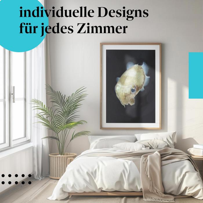 Schlafzimmer Deko: Unterwasserwelt mit "Tintenfisch" Poster