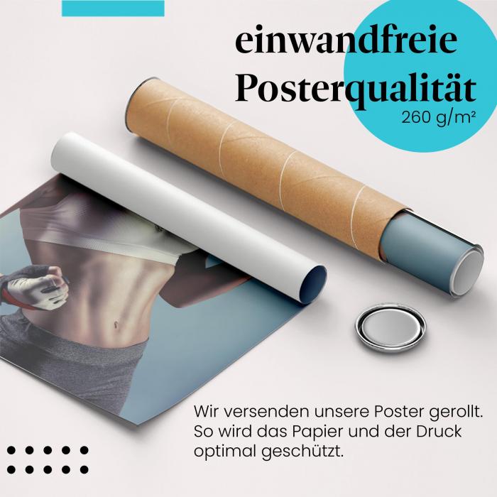 Gerolltes Poster "Fitness & Stärke" - Sportlicher Körper, sicher verpackt.