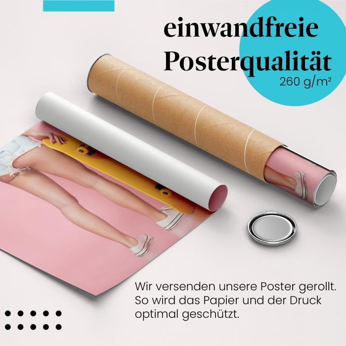 Gerolltes Poster "Skateboard Girl". Sport & Style, sicher verpackt.