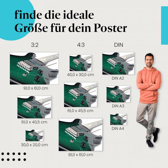 Smaragdgrüne E-Gitarre Poster: Rockige Deko - jetzt Postergröße wählen!