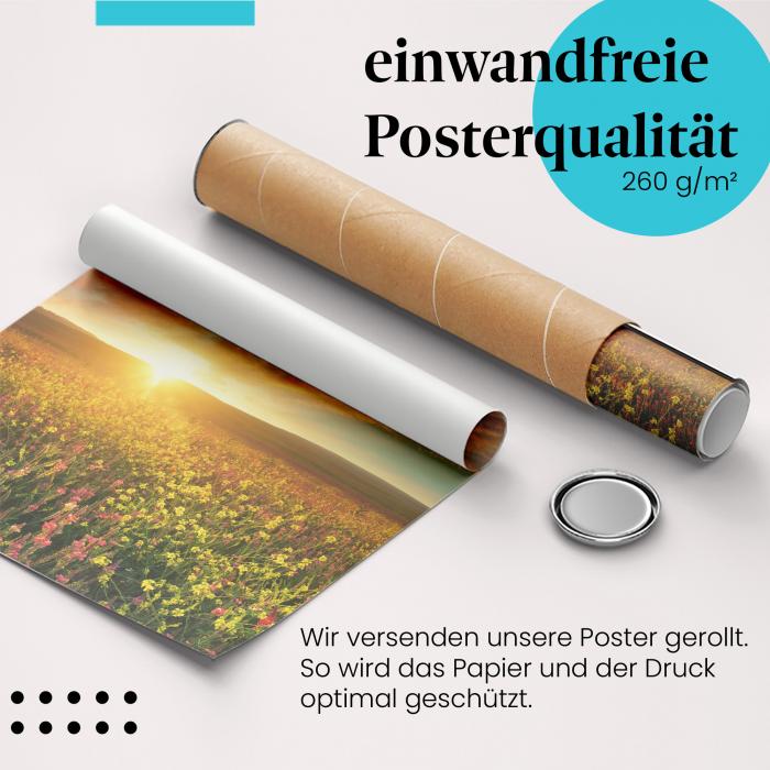 Gerolltes Poster "Blumenwiese". Frühlingshafte Natur, sicher verpackt.