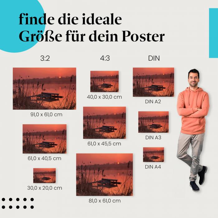 Magischer Moment: Romantik Poster "Romantischer Sonnenaufgang am See"