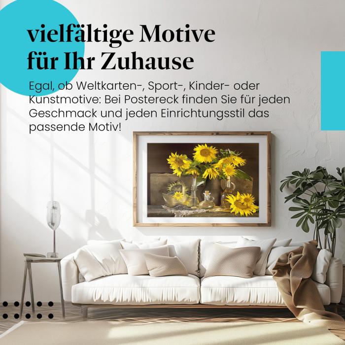 Leinwandbild Sonnenblumen: Wanddeko für alle, die die Schönheit der Natur lieben.