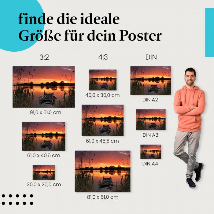 "Sonnenuntergang am See": Poster - Steg, Wasser & Abendrot