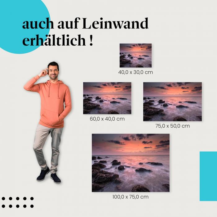 Leinwandbild "Farbenspiel am Horizont": Strand & romantische Farben