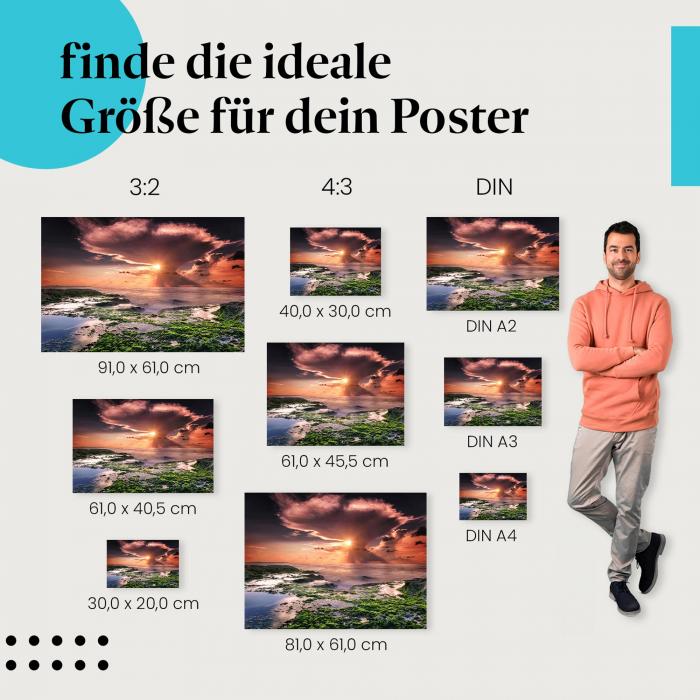 Naturgewalt & Schönheit: Poster "Farbenprächtiger Sonnenuntergang am Meer"