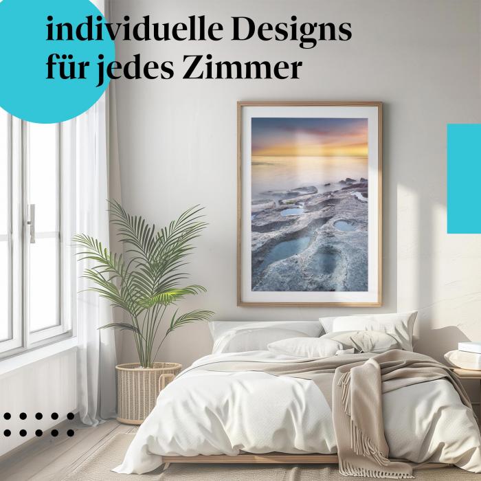 Schlafzimmer Deko: "Sonnenuntergang am Meer" Poster - für ein Gefühl von Urlaub & Freiheit.