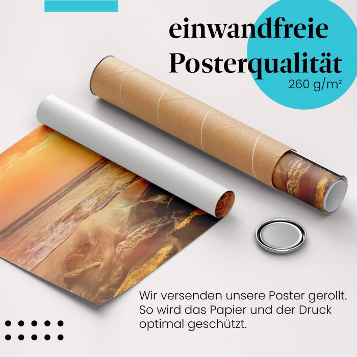 Gerolltes Poster "Sonnenuntergang am Meer". Strand & Meer, sicher verpackt.