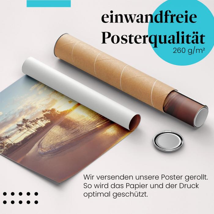 Gerolltes Poster "Palmenstrand" - Strand & Entspannung, sicher verpackt.