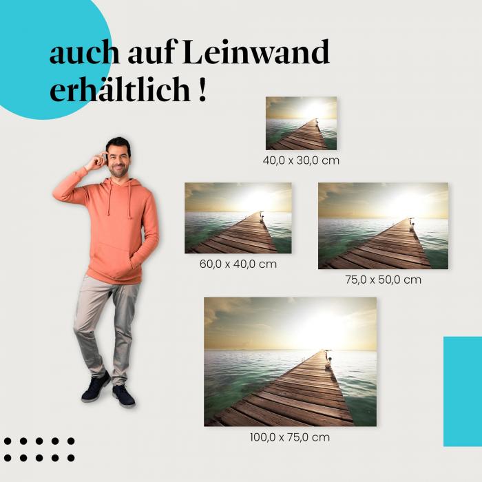 Leinwandbild "Steg ins Sonnenuntergang": Ruhe & Entspannung am Meer