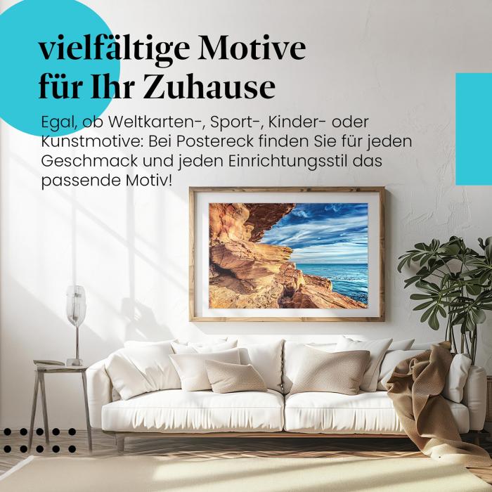 Dieses Leinwandbild mit der Steilküste fängt die Kraft und Schönheit des Meeres ein und ist ein Blickfang für jedes Zuhause.