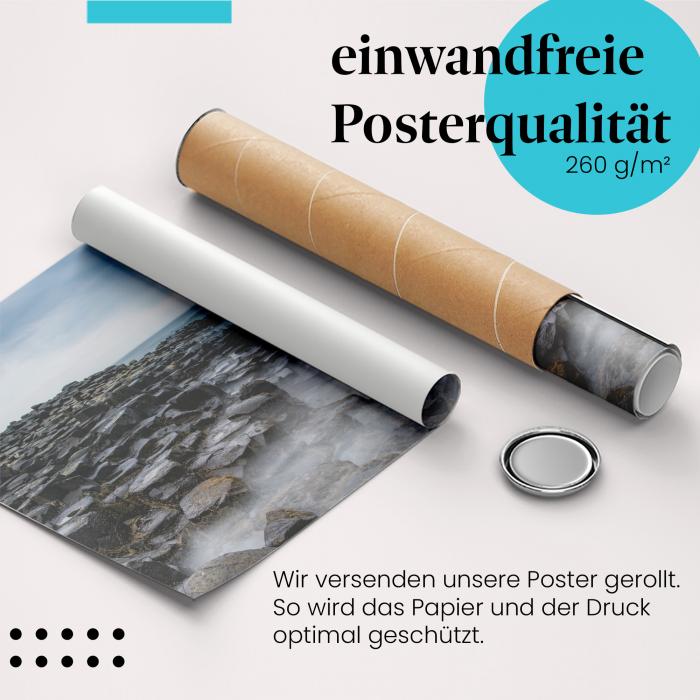 Gerolltes Poster "Giant's Causeway" - Nordirland, sicher verpackt.