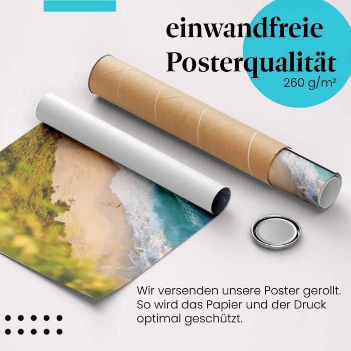 Gerolltes Poster "Strandspaziergang" - Entspannung & Meer, sicher verpackt.