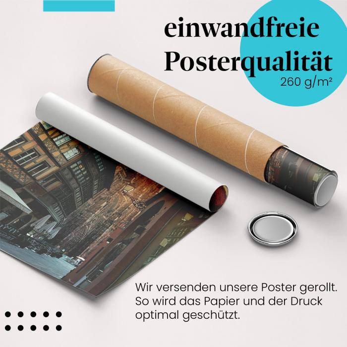 Gerolltes Poster "Straßburg Altstadt". Elsässisches Flair, sicher verpackt.