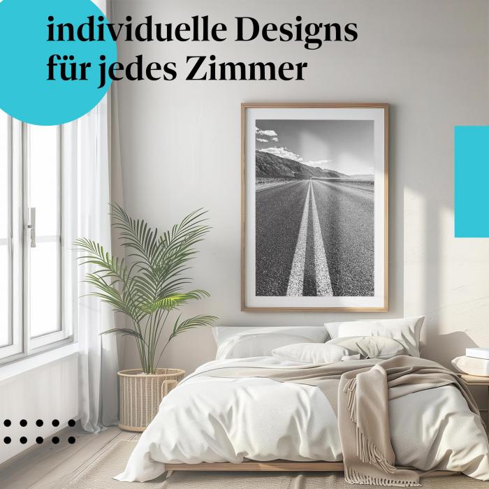 Schlafzimmer Deko: "Straße" Poster: Minimalistisch & atmosphärisch - perfekt fürs Schlafzimmer.