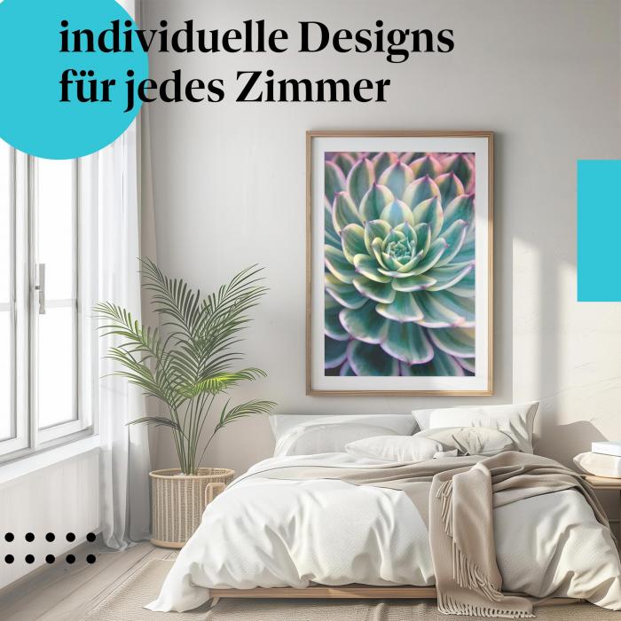 Schlafzimmer Deko: "Sukkulente" Poster: Exotische Schönheit - perfekt für Pflanzenliebhaber.