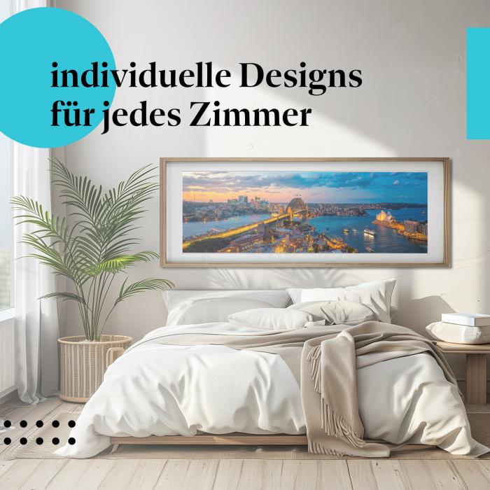 Schlafzimmer Deko: "Sydney" Poster: Die Skyline Australiens bei Nacht - ein Traum!