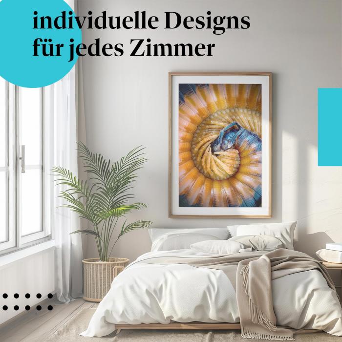 Schlafzimmer Deko: "Tausendfüßer" Poster - ein außergewöhnliches Motiv für Naturliebhaber.