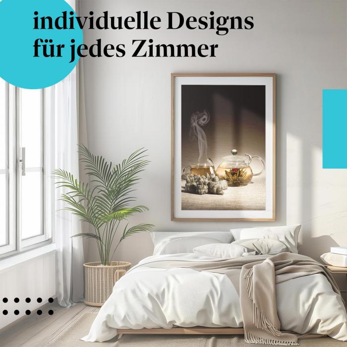 Schlafzimmer Deko: "Teezeit" Poster: Genießen Sie einen Moment der Ruhe.