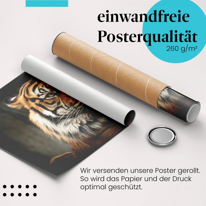 Gerolltes Poster "Tiger". Wildtierfotografie, sicher verpackt.