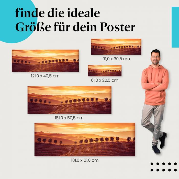 "Toskana bei Sonnenuntergang": Poster - Panorama & Silhouette